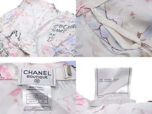 CHANEL シャネル ロングスカート ポップ柄 P10043V06261 アセテート レーヨン ホワイト マルチカラー サイズ40 美品 中古 51521