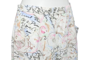 CHANEL シャネル ロングスカート ポップ柄 P10043V06261 アセテート レーヨン ホワイト マルチカラー サイズ40 美品 中古 51521