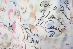 CHANEL シャネル ロングスカート ポップ柄 P10043V06261 アセテート レーヨン ホワイト マルチカラー サイズ40 美品 中古 51521