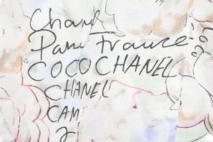 CHANEL シャネル ロングスカート ポップ柄 P10043V06261 アセテート レーヨン ホワイト マルチカラー サイズ40 美品 中古 51521