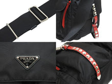 画像をギャラリービューアに読み込む, PRADA プラダ ショルダーバッグ セミショルダー 斜め掛け スタッズ テスート 1BD119 ナイロン レザー ブラック 美品 中古 51523