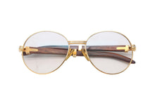 Load image into Gallery viewer, Cartier カルティエ トリニティ サングラス メガネ 度あり ウッドテンプル ウッド ブラウン ゴールド 52□18 美品 中古 51536