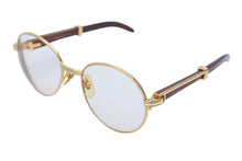 Load image into Gallery viewer, Cartier カルティエ トリニティ サングラス メガネ 度あり ウッドテンプル ウッド ブラウン ゴールド 52□18 美品 中古 51536