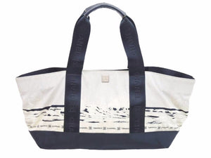 CHANEL シャネル シャネルスポーツ トートバッグ 波柄 9番台 ココマーク ブラック アイボリー グレー 中古 51558