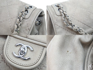 CHANEL シャネル マトラッセ ワイルドステッチチェーンショルダー 16番台 ベージュ シルバー金具 中古 51559