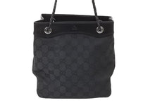 Load image into Gallery viewer, GUCCI グッチ GGキャンバス ハンドバッグ ミニトート 巾着バッグ レザー 黒 ブラック シルバー 109143 002122 中古 51565