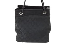 Load image into Gallery viewer, GUCCI グッチ GGキャンバス ハンドバッグ ミニトート 巾着バッグ レザー 黒 ブラック シルバー 109143 002122 中古 51565