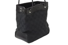 Load image into Gallery viewer, GUCCI グッチ GGキャンバス ハンドバッグ ミニトート 巾着バッグ レザー 黒 ブラック シルバー 109143 002122 中古 51565