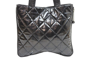CHANEL シャネル トートバッグ 2009年 13番台 13515609 エナメル ブラック ココマーク マトラッセ 中古 51583