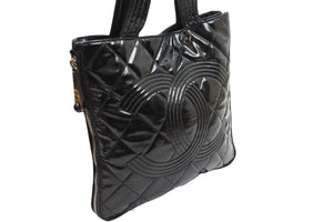 CHANEL シャネル トートバッグ 2009年 13番台 13515609 エナメル ブラック ココマーク マトラッセ 中古 51583