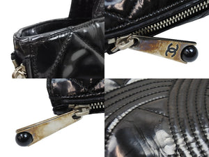 CHANEL シャネル トートバッグ 2009年 13番台 13515609 エナメル ブラック ココマーク マトラッセ 中古 51583
