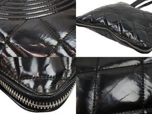 CHANEL シャネル トートバッグ 2009年 13番台 13515609 エナメル ブラック ココマーク マトラッセ 中古 51583