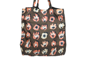 PRADA プラダ トートバッグ ポーチ 三角プレート 花柄 ブラウン シルバー金具 イタリア製 ナイロン 美品 中古 51594