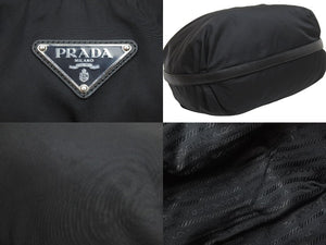極美品 PRADA プラダ ショルダーバック ハンドバッグ プレートロゴ ブラック 黒 ナイロン 中古 51595