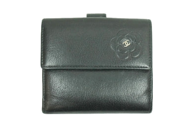 CHANEL シャネル 二つ折り財布 小銭入れ 12番台 2008年 ココマーク ブラック レザー 良品 51602 中古