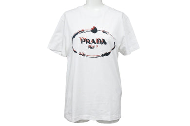 PRADA プラダ 半袖Ｔシャツ RN.98339 CA.34767 刺繡 ホワイト コットン サイズXS 美品 中古 51636