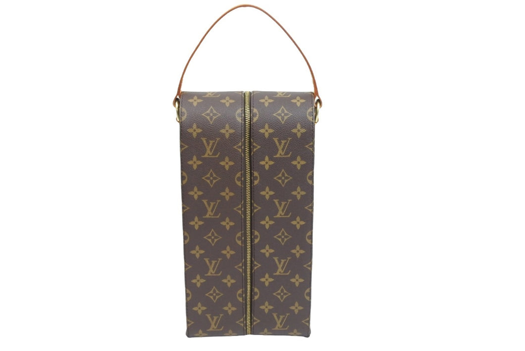 LOUIS VUITTON ルイヴィトン ワインキャリア コーティングキャンバス ゴールド金具 モノグラム AS0050 ブラウン 美品 中古 51654