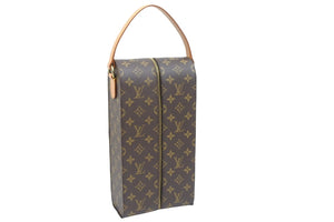 LOUIS VUITTON ルイヴィトン ワインキャリア コーティングキャンバス ゴールド金具 モノグラム AS0050 ブラウン 美品 中古 51654