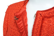 Load image into Gallery viewer, CAROLINA HERRERA キャロライナ ヘレラ ツイード ジャケット レッド アクリル 赤 アウター デザイン 310983 サイズ0 中古 51673