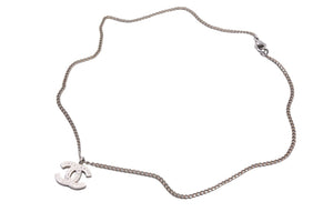 CHANEL シャネル ネックレス ココマーク アクセサリー 04V 6g メタル ラインストーン シルバー 美品 中古 51689