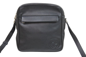 GUCCI グッチ ショルダーバッグ GGロゴ ブラック レザー 337084 シルバー金具 イタリア製 美品 中古 51715