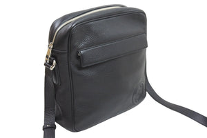 GUCCI グッチ ショルダーバッグ GGロゴ ブラック レザー 337084 シルバー金具 イタリア製 美品 中古 51715