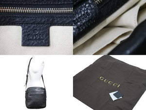 GUCCI グッチ ショルダーバッグ GGロゴ ブラック レザー 337084 シルバー金具 イタリア製 美品 中古 51715