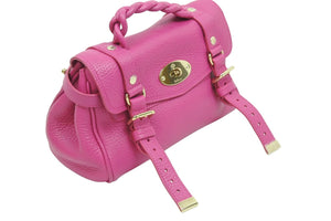 MULBERRY マルベリー Alexa ミニ サッチェル ハンドバッグ ピンク系 鞄 レザー ゴールド金具 RL6595736 良品 中古 51729