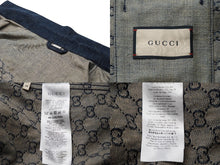 Load image into Gallery viewer, GUCCI グッチ GGロゴエコウォッシュド ジャケット 649110 XDBIP ブラウン インディゴブルー 美品 中古 51730