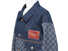 Load image into Gallery viewer, GUCCI グッチ GGロゴエコウォッシュド ジャケット 649110 XDBIP ブラウン インディゴブルー 美品 中古 51730