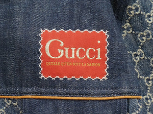 GUCCI グッチ GGロゴエコウォッシュド ジャケット 649110 XDBIP ブラウン インディゴブルー 美品 中古 51730