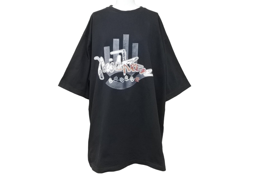 miskeen ミスキーン 半袖Tシャツ ビッグシルエット プリント コットン ブラック ホワイト グレー ブラウン XXL 美品 中古 51734