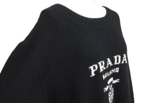 画像をギャラリービューアに読み込む, PRADA プラダ ニット セーター RN98339CA34767 カシミヤ バージンウール ブラック サイズ48 美品 中古 51757