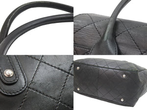 CHANEL シャネル ハンドバッグ ココマーク 14番台 2010年 ブラック レザー シルバー金具 良品 中古 51760