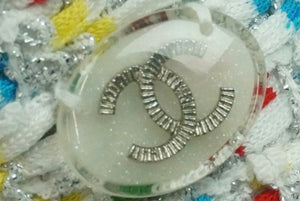 極美品 CHANEL シャネル ラメファンタジー ツイードキャップ 帽子 17S フランス製 ホワイト マルチカラー 中古 51766