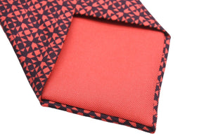 HERMES エルメス ネクタイ ブランド 紳士 総柄 模様 服飾小物 シルク100% レッド ブラック 美品 中古 51801