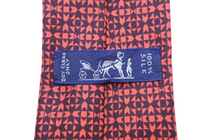 HERMES エルメス ネクタイ ブランド 紳士 総柄 模様 服飾小物 シルク100% レッド ブラック 美品 中古 51801