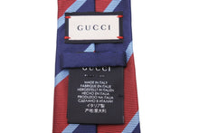 Load image into Gallery viewer, Gucci グッチ ネクタイ 紳士 極美品 ストライプ レッド ブルー GGマーク イタリア製 148x7cm 中古 51803