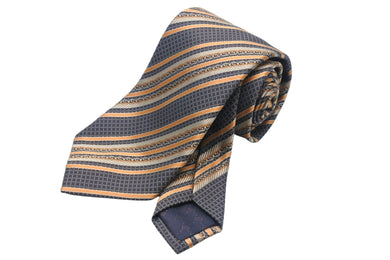 GUCCI グッチ ネクタイ フォード トム期 ストライプ ロゴ 総柄 紳士服飾小物 シルク オレンジ ブラウン ベージュ 美品 中古 51804 