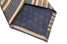 Load image into Gallery viewer, GUCCI グッチ ネクタイ トムフォード期 ストライプ ロゴ 総柄 紳士 服飾小物 シルク オレンジ ブラウン ベージュ 美品 中古 51804