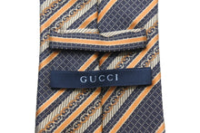 Load image into Gallery viewer, GUCCI グッチ ネクタイ トムフォード期 ストライプ ロゴ 総柄 紳士 服飾小物 シルク オレンジ ブラウン ベージュ 美品 中古 51804