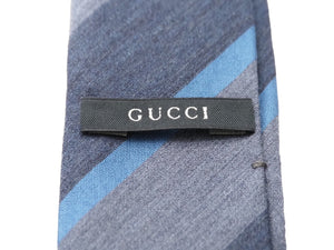 GUCCI グッチ ネクタイ メンズウール ストライプ ブルー GG柄 総柄 服飾小物 トムフォード期 美品 中古 51809 