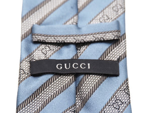 GUCCI グッチ ネクタイ メンズ ブルー シルクシルバー トムフォード期 GG柄 総柄 イタリア製 服飾小物美品 中古 51811 