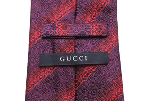 GUCCI グッチ ネクタイ ストライプ 総柄 GG トムブラウン期 シルク レッド パープル 美品 中古 51818