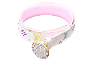 LouisVuitton ルイヴィトン ベルト サンチュール TRUNKS&BAGS M9627 モノグラムマルチカラー ホワイト 90/36 良品 中古 51852