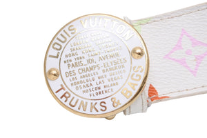 LouisVuitton ルイヴィトン ベルト サンチュール TRUNKS&BAGS M9627 モノグラムマルチカラー ホワイト 90/36 良品 中古 51852
