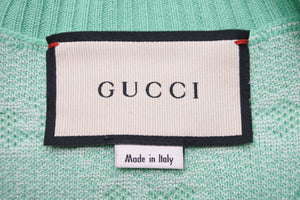 極美品 GUCCI グッチ GGジャガード 半袖 ニット Ｔシャツ グリーン ロゴ 緑 総ロゴ トップス 629456 サイズS 中古 51864