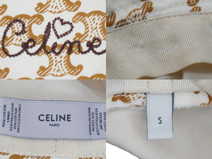 CELINE セリーヌ ハット トリオンフ モノグラム バケット ロゴ刺繡 ベージュ コットン サイズS 美品 中古 51873