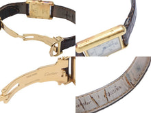 Load image into Gallery viewer, CARTIER カルティエ ヴィンテージ 80s 時計 マストタンクM クォーツ ホワイト文字盤 ゴールド ブラウン 925 美品 中古 51877