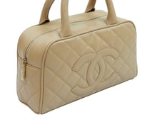 Load image into Gallery viewer, CHANEL シャネル ヴィンテージ ハンドバッグ ミニボストン キャビアスキン 8番台 ベージュ ゴールド金具 美品 中古 51883